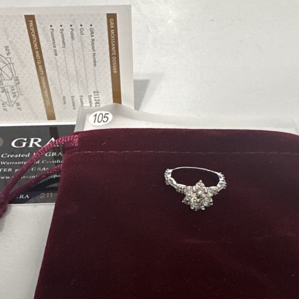 1 carat moissanite GRA certified ring size 6